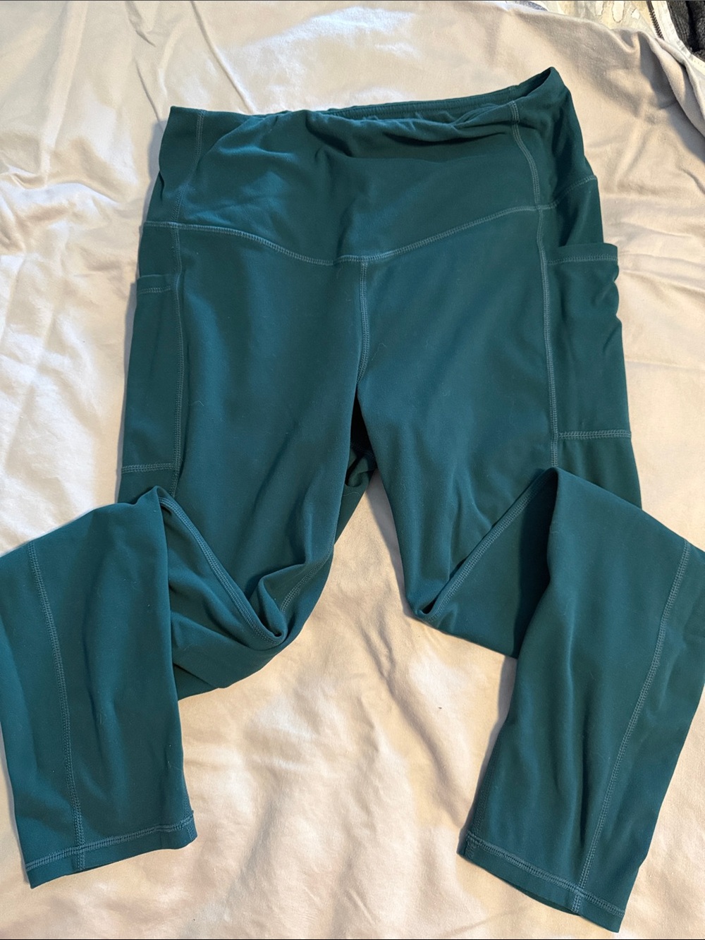 GAIAM Teal Green Women's High-Waist Active Leggings with Side Pockets